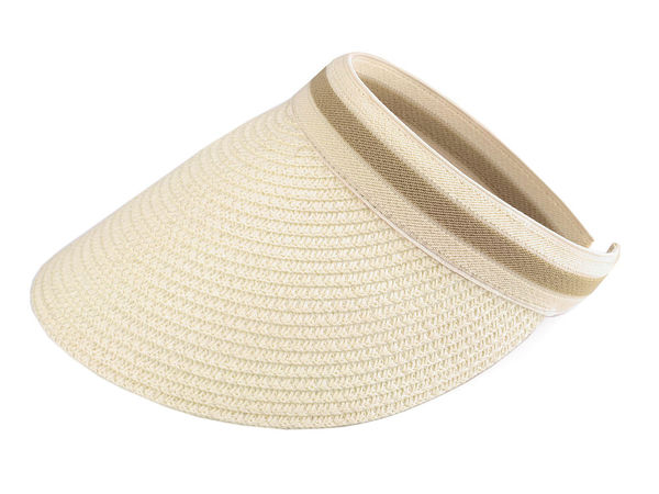 Women's Elegant Straw Visor Hat with Comfort Elastic Headband – Lightweight Summer Sun Hat with 13.5cm Peak