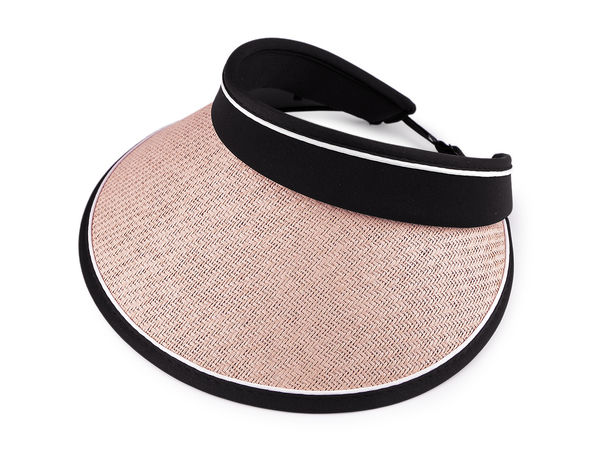 Ladies Straw Summer Visor Cap with Adjustable Elastic Headband and Detachable Wind Strap