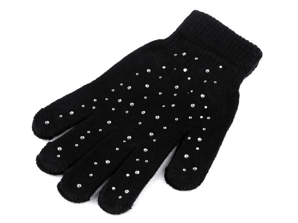 Women's and Girls' Rhinestone Knitted Winter Gloves - Stretch Fit Fine Knit Autumn & Winter Accessories