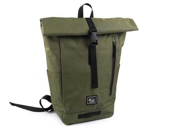 Ergonomic Roll-Top Textile Backpack (40x45 cm) - Multi-Pocket Daily Daypack for Travel, Gym, and School