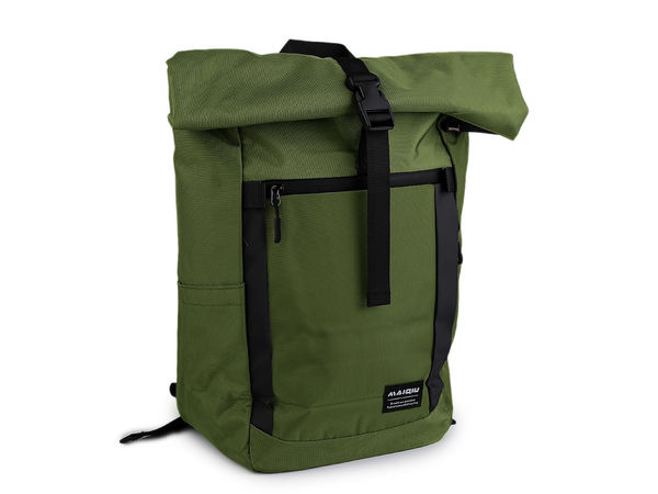 Ergonomic Roll-Top Textile Backpack (40x45 cm) - Multi-Pocket Daily Daypack for Travel, Gym, and School