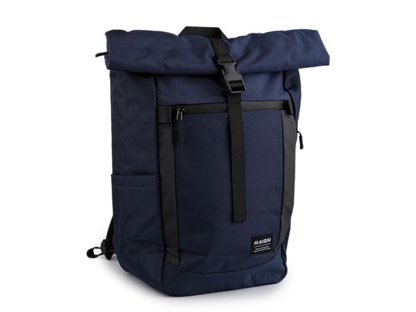 Ergonomic Roll-Top Textile Backpack (40x45 cm) - Multi-Pocket Daily Daypack for Travel, Gym, and School