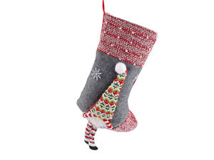 Premium 3D Festive Sprite Christmas Stocking and Holiday Gift Bag (24x44 cm)