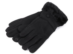 Women's Touchscreen Gloves with Faux Fur Trim and Plush Lining