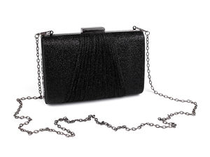 Elegant Glitter Evening Clutch Bag - Premium Formal Purse with Detachable Chain Strap and Structured Metal Frame
