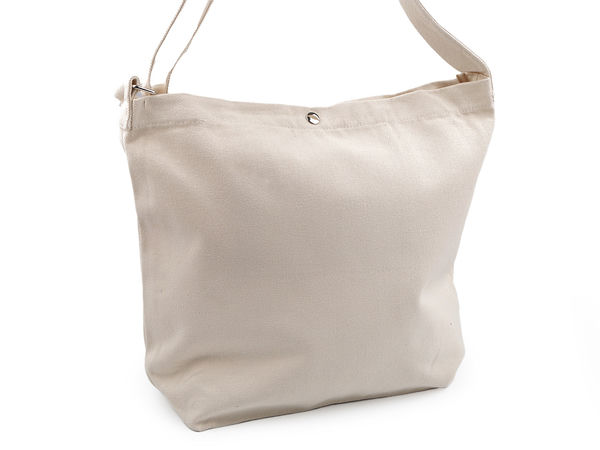 Premium Cotton Canvas Tote Bag with Adjustable Strap & Snap Closure - Large DIY Customizing & Everyday Shoulder Bag (36x45 cm)