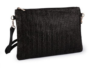 Boho Straw-Effect Crossbody Handbag and Wristlet Case - Versatile Shoulder Bag with Adjustable & Detachable Straps, 28x20 cm