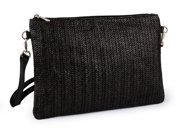 Boho Straw-Effect Crossbody Handbag and Wristlet Case - Versatile Shoulder Bag with Adjustable & Detachable Straps, 28x20 cm
