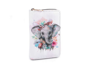 Women's Elegant Elephant Motif Zip-Around Clutch Wallet - Compact Multi-Compartment Organizer (10 x 15.5 cm)