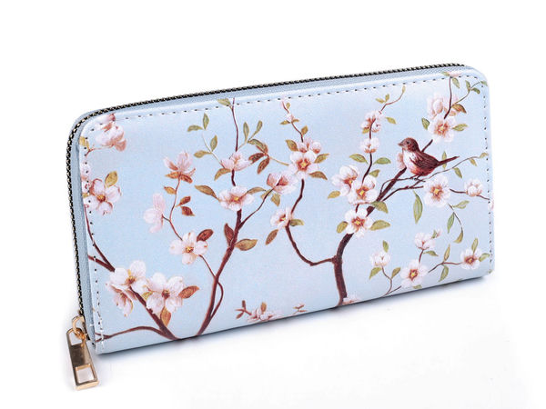 Elegant Floral Zip-Around Clutch Wallet for Women - Spacious Phone Purse and Card Organizer, 9.5 x 19 cm