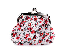 Floral Print Kiss-Lock Mini Coin Purse & Accessory Pouch - Compact Canvas Wallet for Keys, Coins, and Travel Essentials