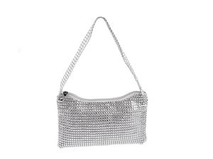 Elegant Shimmer Evening Clutch Bag - Lightweight Formal Purse with Zipper and Top Handle (22x13 cm)