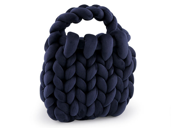 Handmade Chunky Velvet Knit Handbag - Premium Designer Hand-Knitted Purse (25x22 cm)