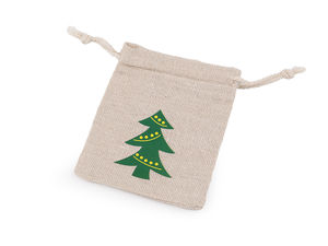 Premium Christmas Drawstring Gift Bags - Jute-Style Cotton Holiday Favor Pouches, 8x10 cm
