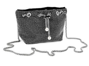 Elegant Rhinestone Drawstring Pouch Purse - Versatile Evening Clutch & Crossbody Bag
