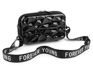 Women's Hard Shell Crossbody Bag & Wristlet Clutch - Glossy Metallic Mini Handbag & Protective Travel Case (18x11 cm)