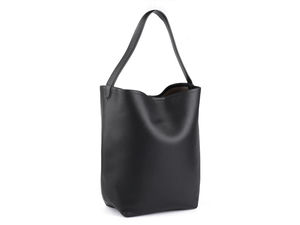 Premium Black Eco-Leather Tote Bag with Removable Zippered Organizer Insert – 42x36 cm