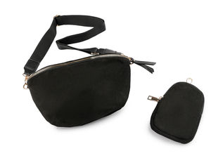 Premium Suede Crossbody Bag with Detachable Utility Pouch and Adjustable Strap