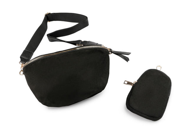 Premium Suede Crossbody Bag with Detachable Utility Pouch and Adjustable Strap