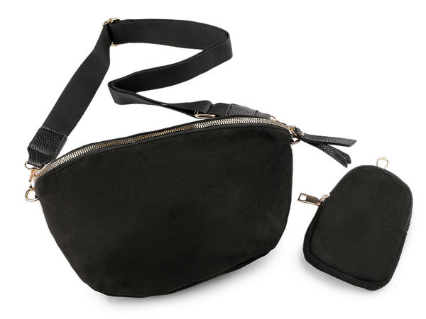 Premium Suede Crossbody Bag with Detachable Utility Pouch and Adjustable Strap