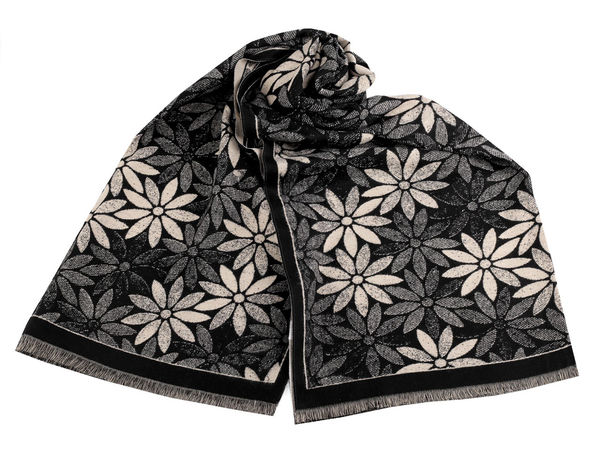 Floral Cashmere-Feel Fringed Shawl Scarf - Reversible Double-Sided Winter Neck Warmer (60x180 cm)