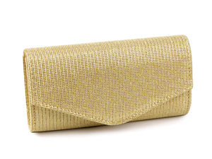 Elegant Shimmering Lurex Evening Clutch Bag with Removable Chain Strap