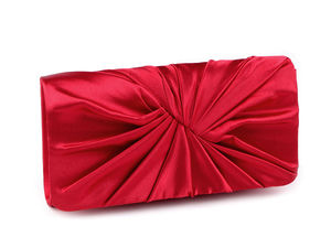 Pleated Satin Evening Clutch Purse - Elegant Formal Handbag with Detachable Chain Strap