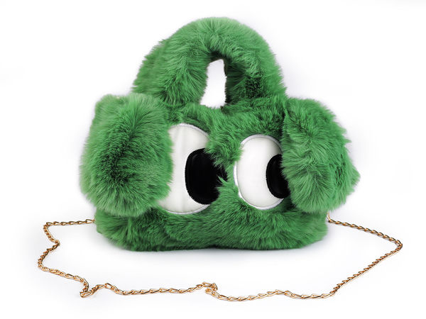 Girls' Plush Handbag with Furry Ears and Removable Shoulder Chain - Soft Faux Fur Crossbody Bag for Kids (25x16 cm)