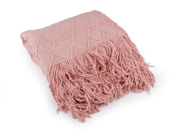 Premium Knitted Fringe Throw Blanket (130x155 cm) - Cozy, Textured Decorative Bed & Sofa Cover