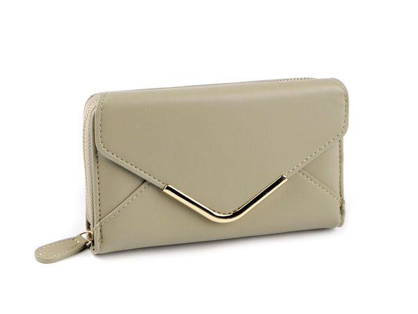 Elegant Envelope-Style Women's Wallet with Metal Accent Flap - Compact Multi-Compartment Card Holder & Zippered Coin Pocket (9x15 cm)