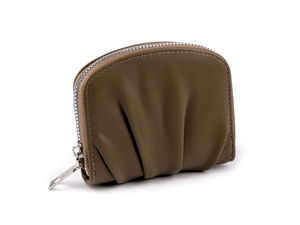 Women's Pleated Compact Zip Wallet - Elegant Matte Finish Mini Purse, 10 x 11 cm