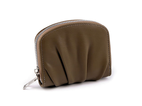 Women's Pleated Compact Zip Wallet - Elegant Matte Finish Mini Purse, 10 x 11 cm