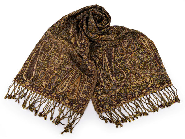 Elegant Reversible Paisley Shawl Scarf - Premium Woven Double-Sided Wrap with Fringe (70 x 180 cm)