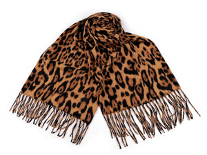 Women's Premium Warm Shawl Scarf with Fringes - Elegant Animal Pattern Winter Neck Warmer
