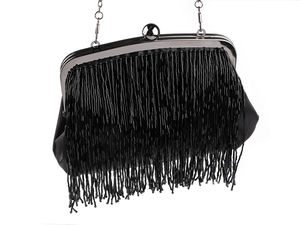 Elegant Beaded Satin Evening Clutch Bag - Luxury Cocktail Handbag with Detachable Chain Strap
