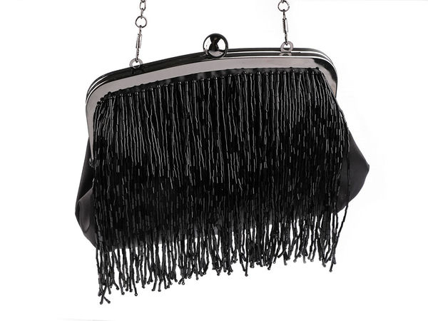 Elegant Beaded Satin Evening Clutch Bag - Luxury Cocktail Handbag with Detachable Chain Strap