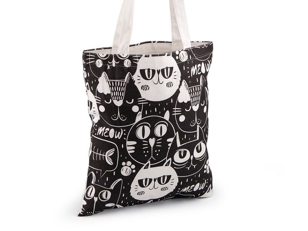 Eco-Friendly Cotton Tote Bag with Animal Motif - Premium Reusable Shoulder Shopper, 34 x 39 cm