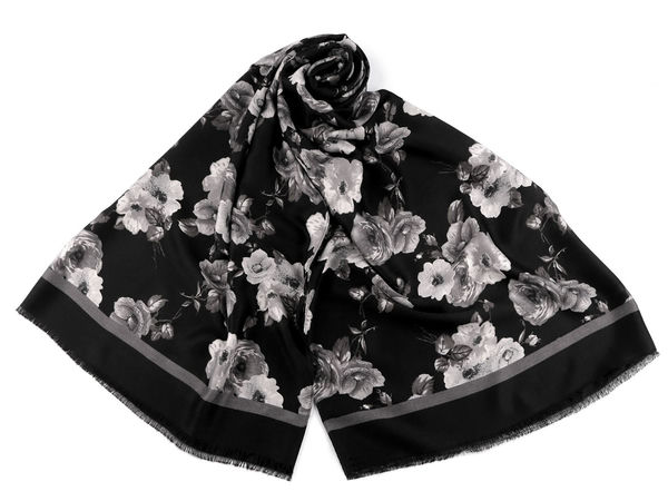 Premium Floral Print Scarf and Shawl - Oversized Lightweight Breathable Wrap with Delicate Fringe (90x180 cm)