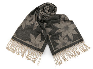 Luxurious Floral Winter Scarf & Shawl - Ultra-Soft Double-Sided Fringed Plaid Wrap (70x185 cm)
