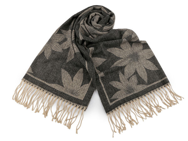Luxurious Floral Winter Scarf & Shawl - Ultra-Soft Double-Sided Fringed Plaid Wrap (70x185 cm)