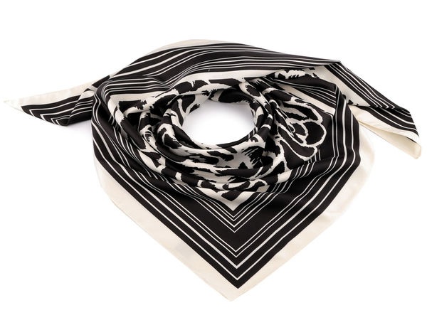 Premium Square Satin Scarf with Elegant Floral Motif (90x90 cm) - Silk-Touch Fashion Accessory