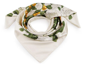 Elegant Rose Motif Satin Square Scarf (90x90 cm) - Premium Silk-Like Soft Fashion Shawl