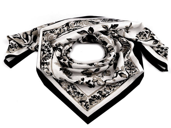 Elegant Floral Satin Square Scarf - 90x90 cm Silk-Touch Shawl & Neck Wear