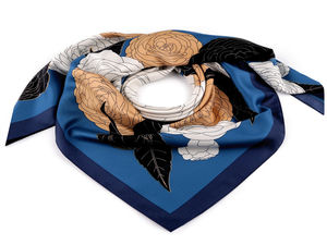 Elegant Rose Motif Satin Square Scarf - Premium 90x90 cm Silk-Feel Shawl and Wrap