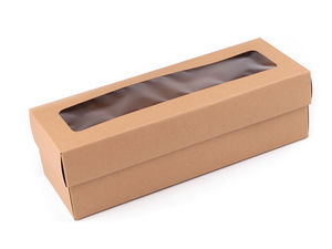 Natural Kraft Paper Gift and Wine Box with Clear View Window