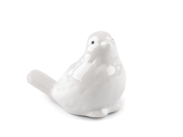 Elegant White Porcelain Bird Figurine - Decorative Home Accent with Glossy Finish