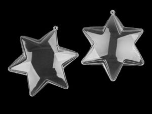 Clear Acrylic Fillable Ornaments - 2-Part Snap-Together DIY Craft Baubles for Holiday Decorations & Gift Packaging (Bell, Star, Tree, Bauble)