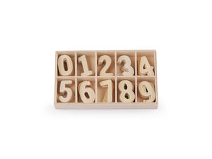Natural Wooden Numbers Set with Storage Tray - DIY Craft & Educational Learning Tool (50-Piece Set, 0-9)