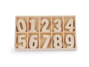 Natural Wooden Numbers Set with Storage Tray - DIY Craft & Educational Learning Tool (50-Piece Set, 0-9)