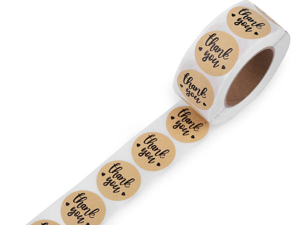 Round Gift Tag Label Stickers, 25mm Adhesive Decorative Rolls for Crafts, Scrapbooking, and Weddings - 500 Labels